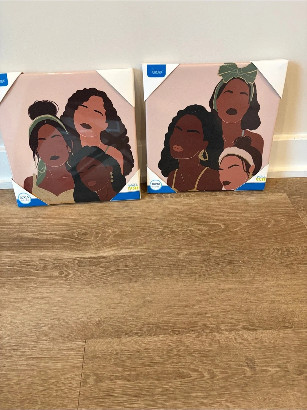 Set of 2 Blush Pink Women of Color Canvas Wall Art
